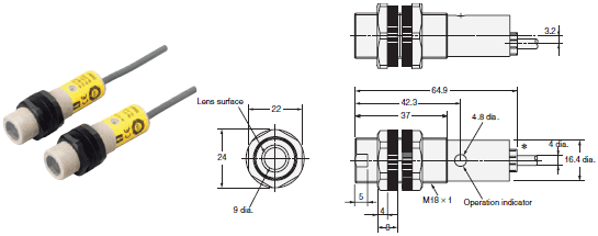 E3ZS, E3FS Dimensions 3 