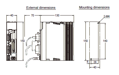 R88M-KE, R88D-KP Dimensions 2 