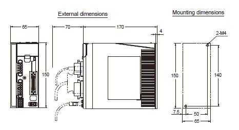 R88M-KE, R88D-KP Dimensions 4 