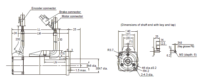 R88M-KE, R88D-KP Dimensions 12 