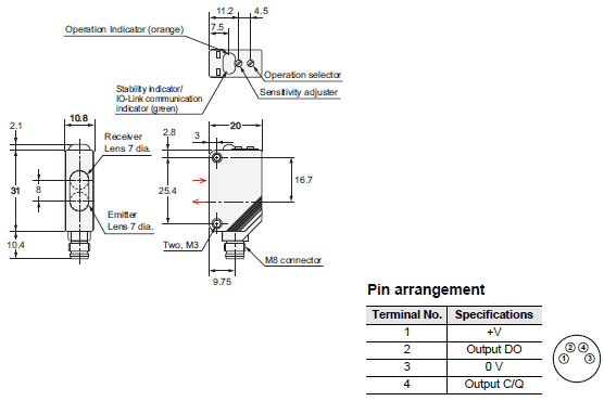 E3Z-[]-UL Dimensions 15 