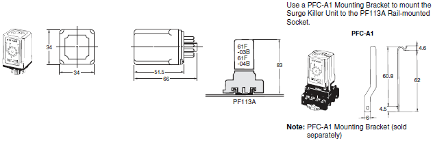 61F-03B / -04B Dimensions 2 61F-03B/04B_Dim