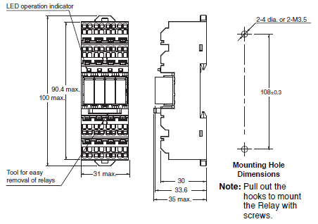 G6D-F4PU / G3DZ-F4PU, G6D-F4B / G3DZ-F4B Dimensions 2 