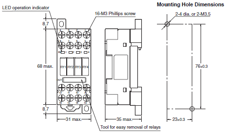 G6D-F4PU / G3DZ-F4PU, G6D-F4B / G3DZ-F4B Dimensions 3 